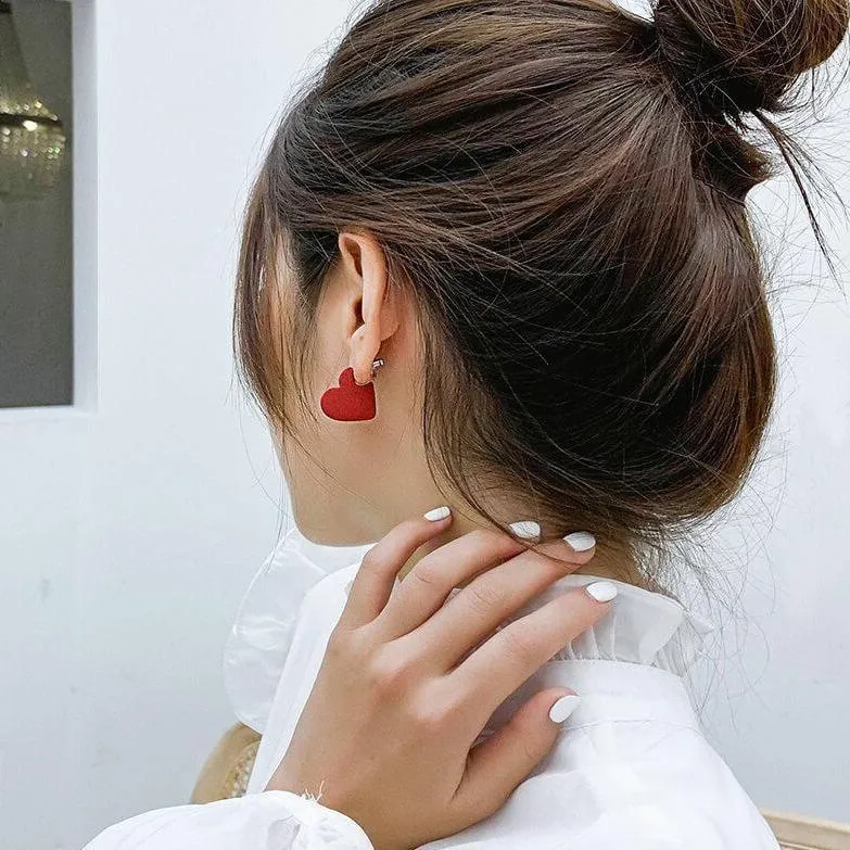 Boucles d'Oreilles Cœur Rouge