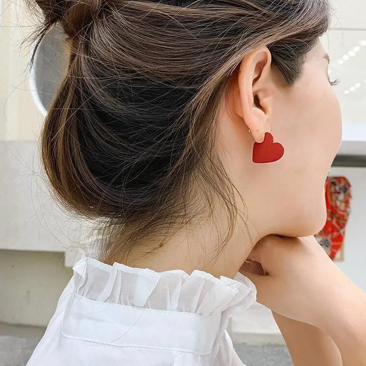 Boucles d'Oreilles Cœur Rouge