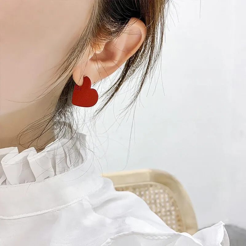 Boucles d'Oreilles Cœur Rouge