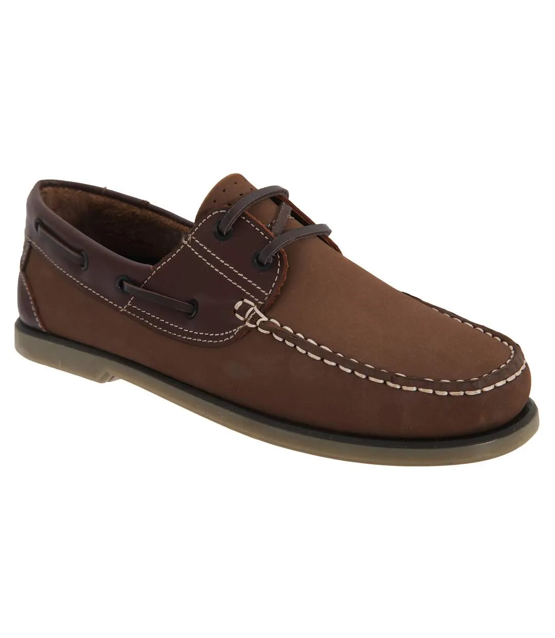 Chaussures bateau homme nubuck marron Dek