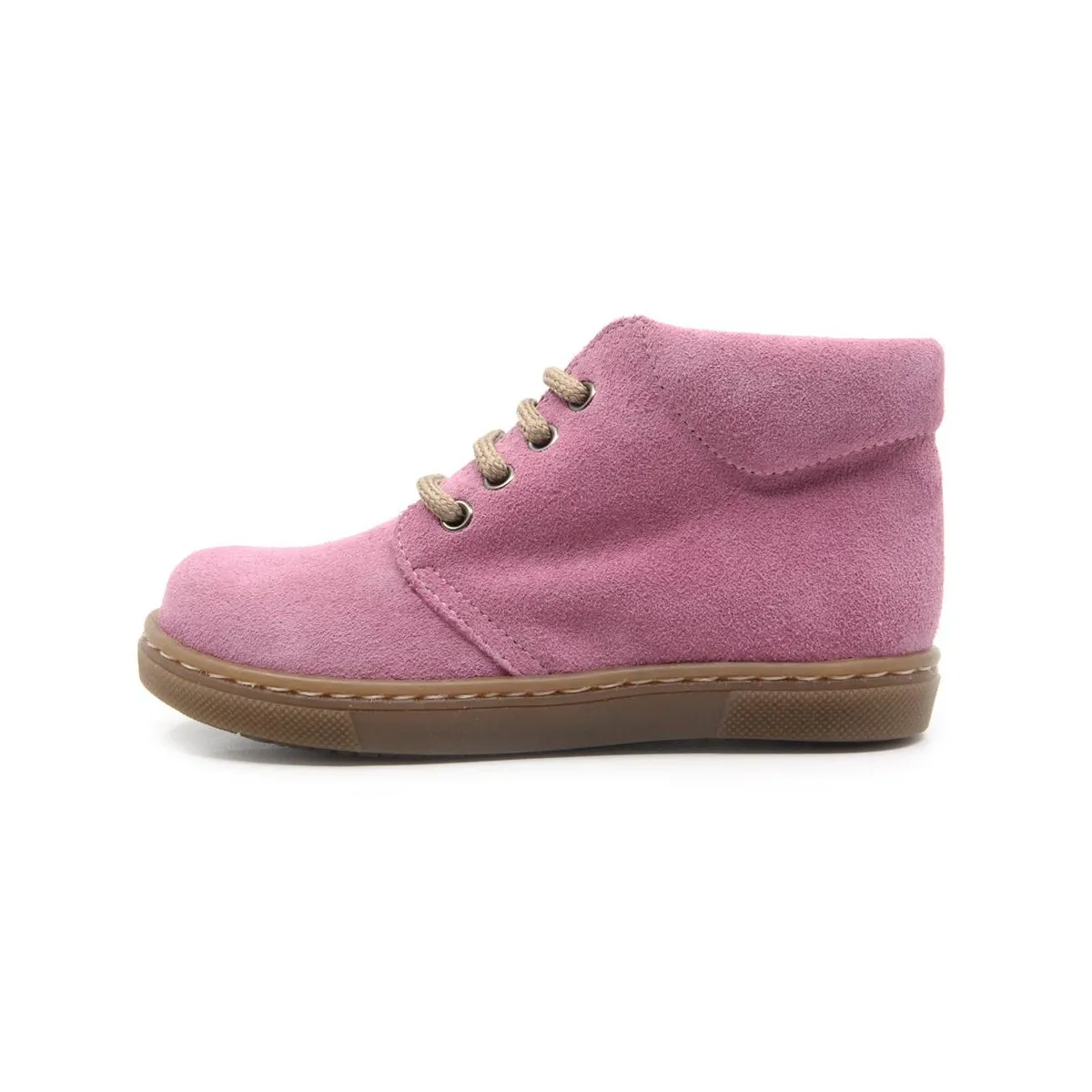 Chaussures enfant à lacets en daim - Rose