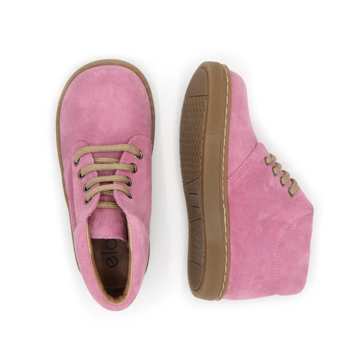 Chaussures enfant à lacets en daim - Rose