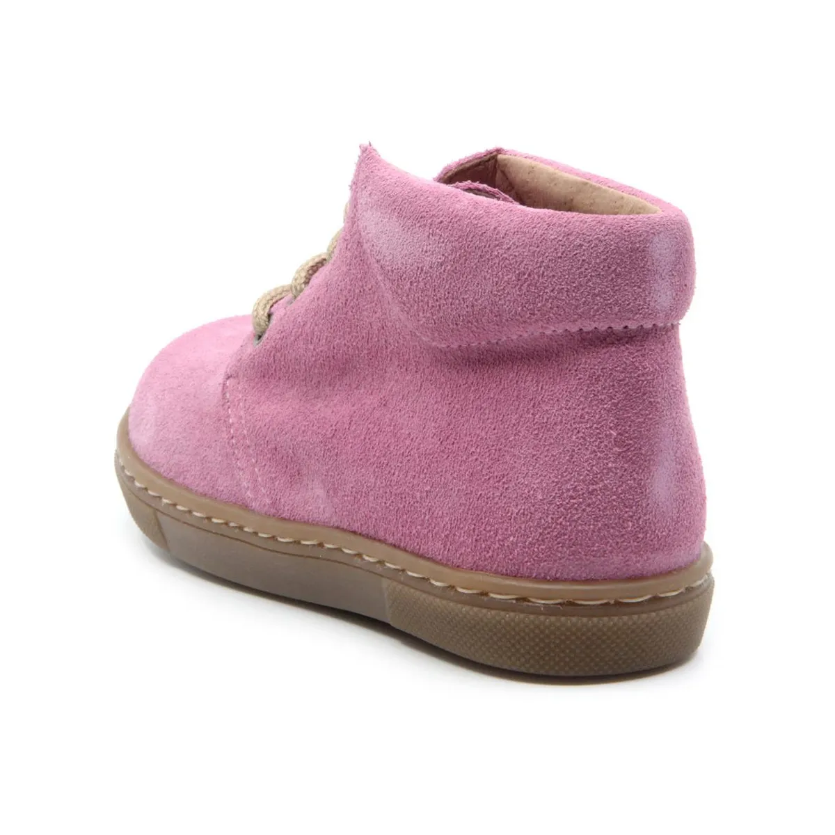 Chaussures enfant à lacets en daim - Rose