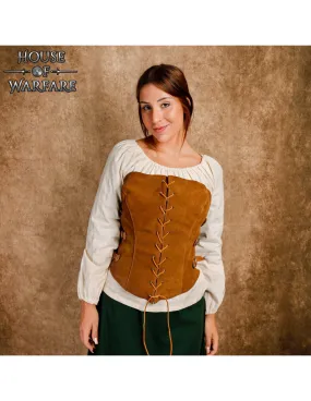 Corset princesse médiévale en suède, marron ⚔️ Boutique Épées