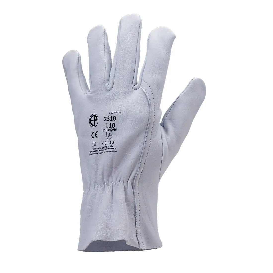 Coverguard - Gants manutention blanc en cuir tout fleur d'agneau EUROSTRONG 2310 (Pack de 10)