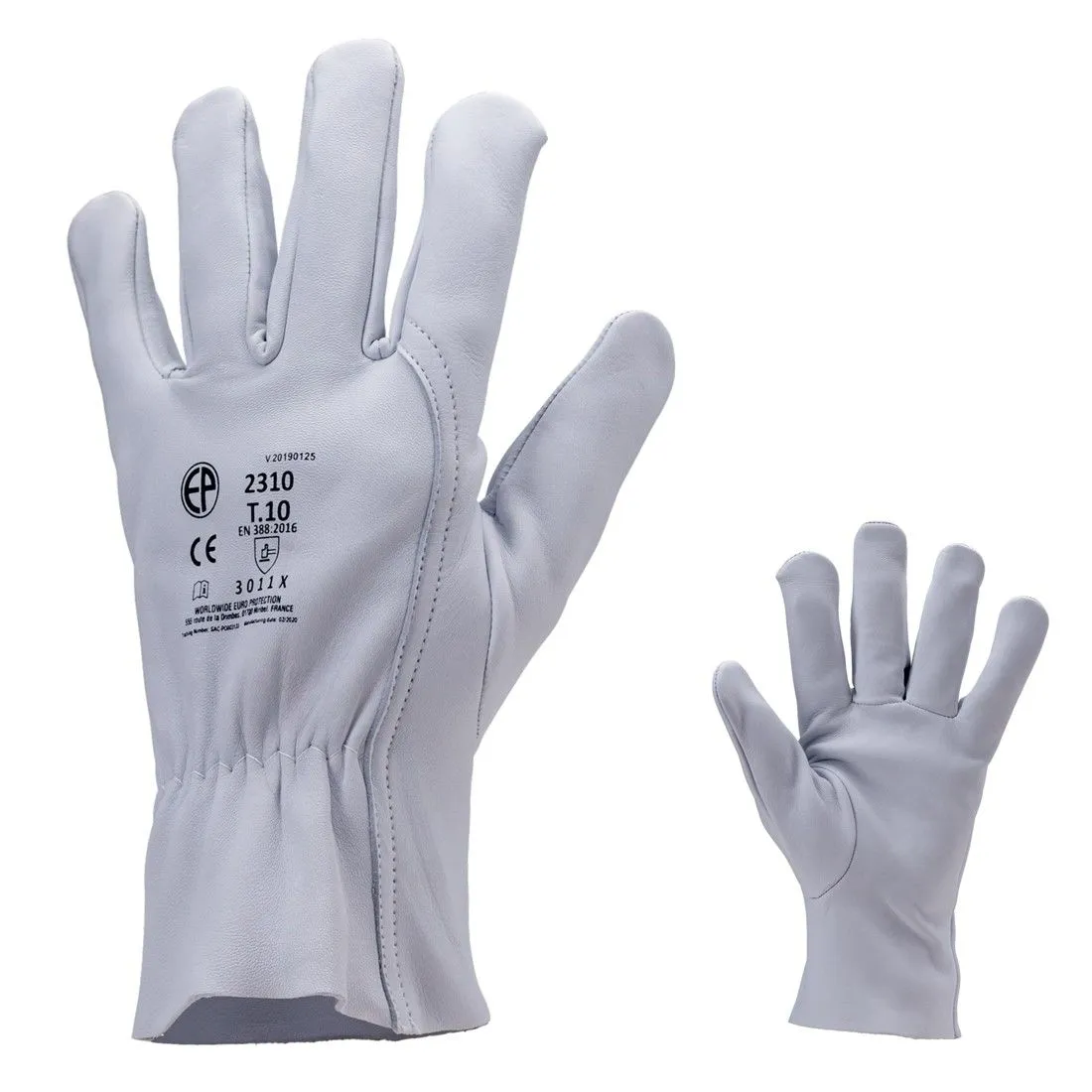 Coverguard - Gants manutention blanc en cuir tout fleur d'agneau EUROSTRONG 2310 (Pack de 10)