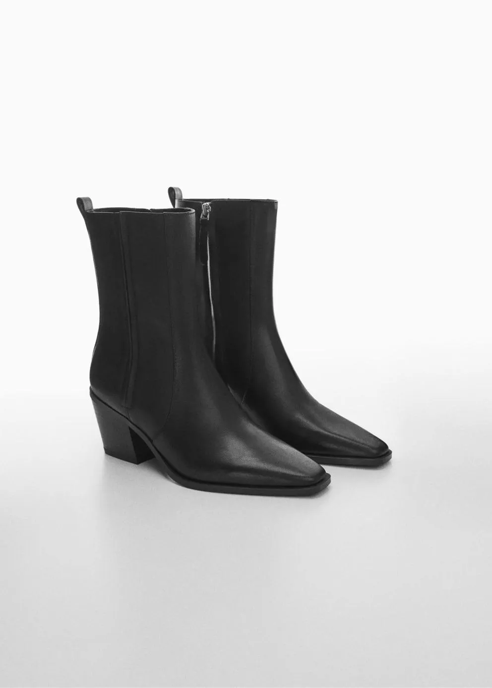 Cuir | Femme MANGO Bottines Cuir à Talon Noir