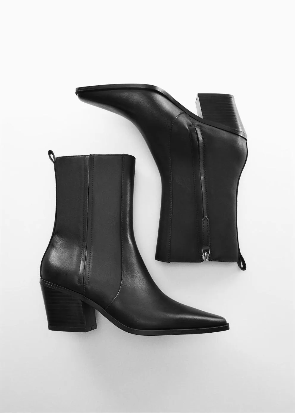 Cuir | Femme MANGO Bottines Cuir à Talon Noir