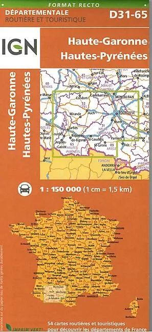 D31 65 HTE GARONNE HTE PYRENEES ECHELLE 1 150 000