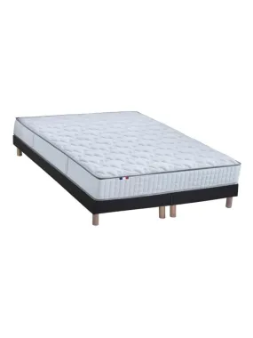 Ensemble Matelas Ressorts + Mémoire de forme ODYSSEE + Sommier Made in France , Sommier Noir - Noir Blanc