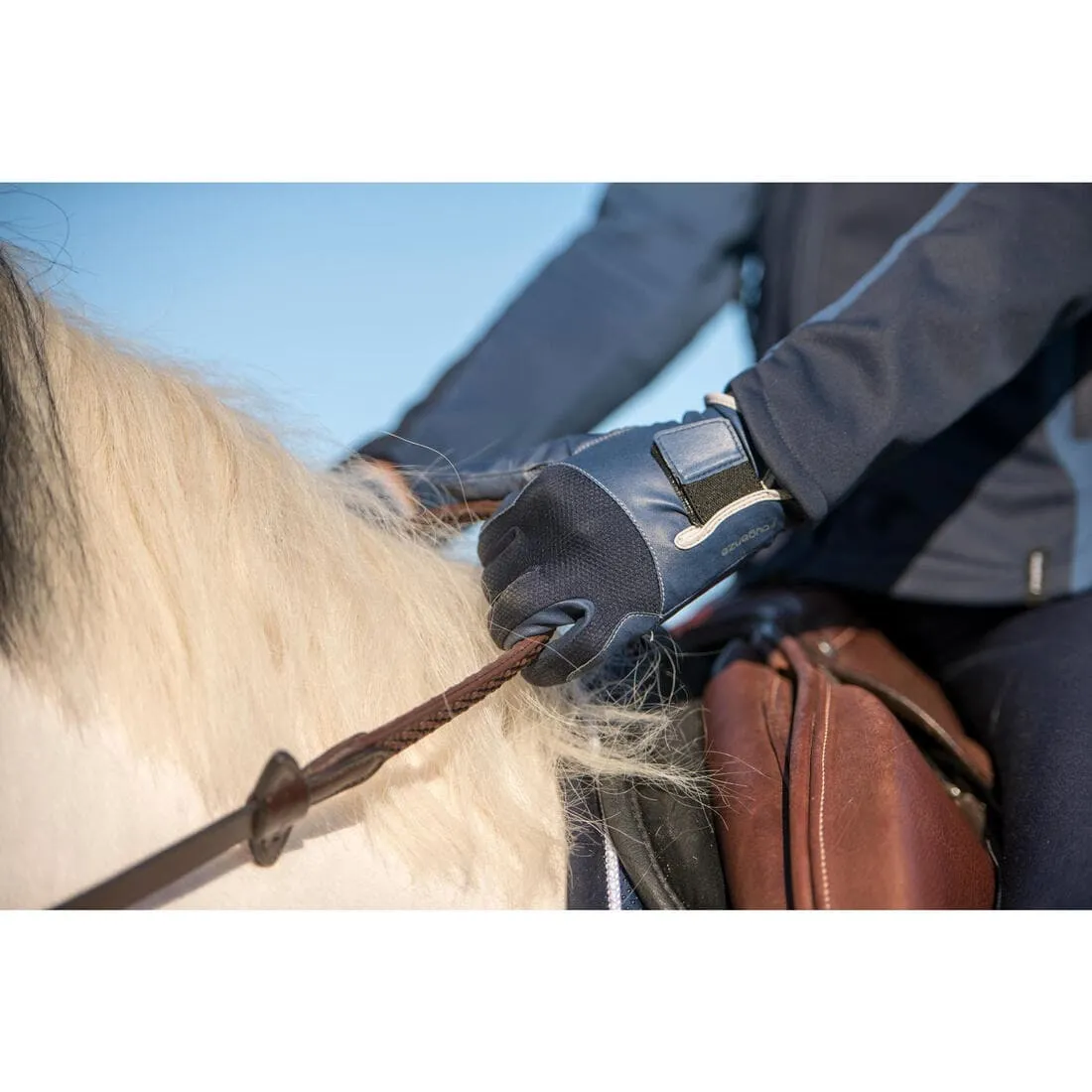 Gants d'équitation respirant avec velcro Enfant - 560 marine