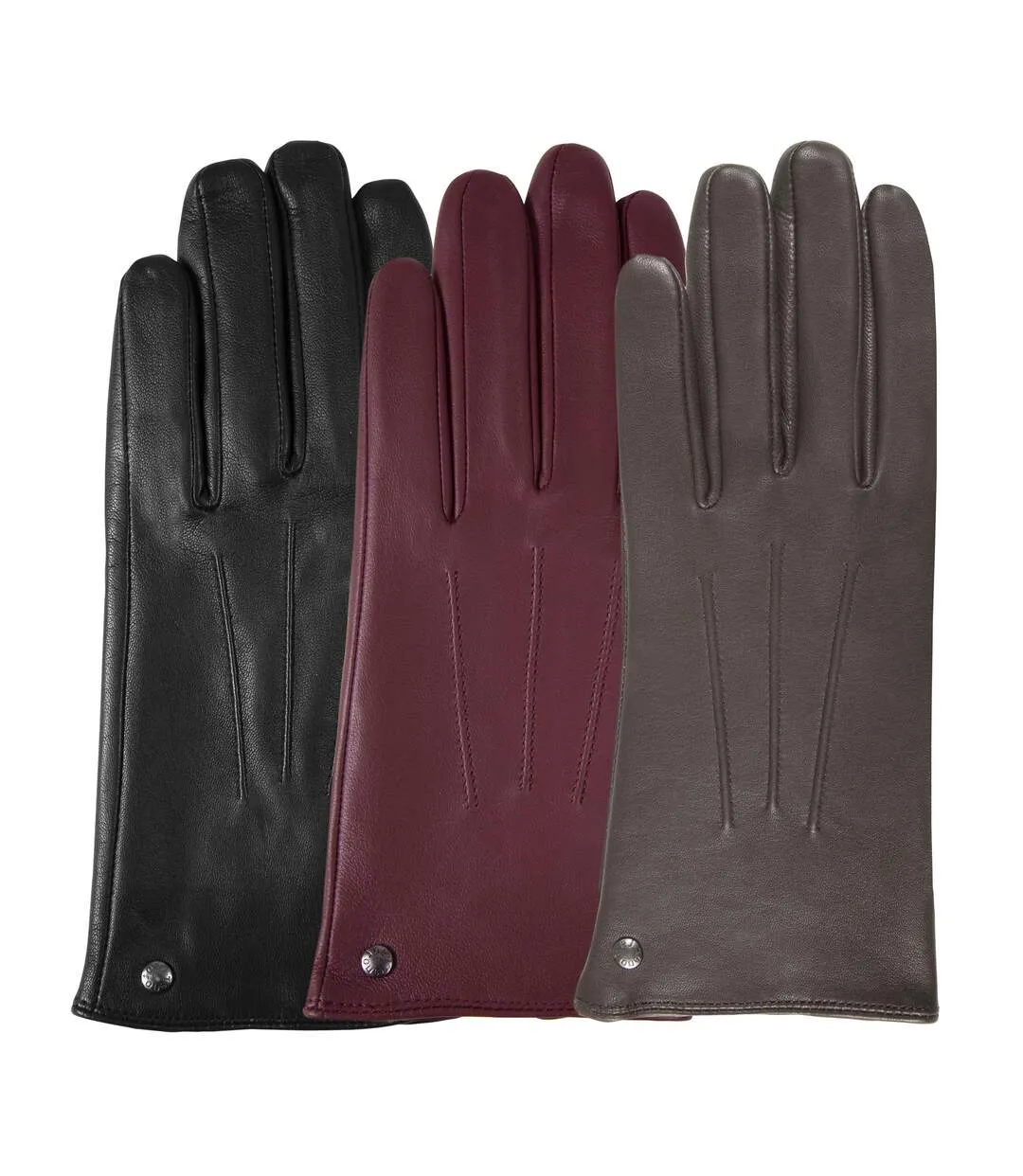 Isotoner Gants femme tactiles en cuir d'agneau - doublés soie