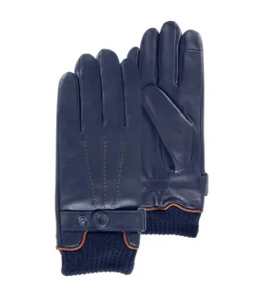 Isotoner Gants homme tatciles, en cuir d'agneau pleine fleur, doublés polaire