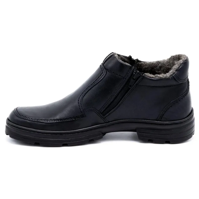 Joker Chaussures d'hiver en cuir pour hommes 286J noir le noir