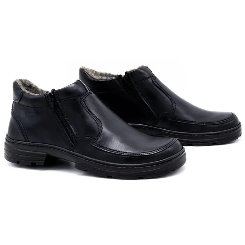 Joker Chaussures d'hiver en cuir pour hommes 286J noir le noir