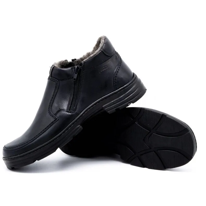 Joker Chaussures d'hiver en cuir pour hommes 286J noir le noir