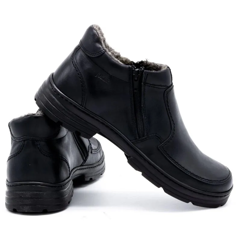 Joker Chaussures d'hiver en cuir pour hommes 286J noir le noir