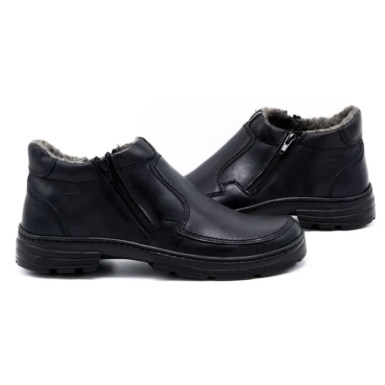 Joker Chaussures d'hiver en cuir pour hommes 286J noir le noir