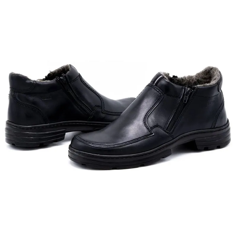 Joker Chaussures d'hiver en cuir pour hommes 286J noir le noir