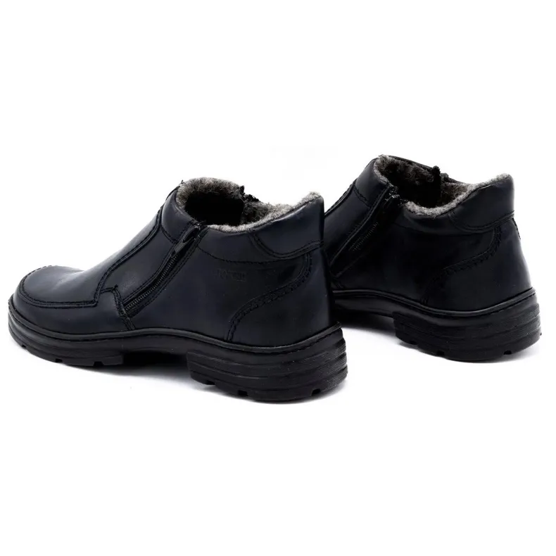 Joker Chaussures d'hiver en cuir pour hommes 286J noir le noir