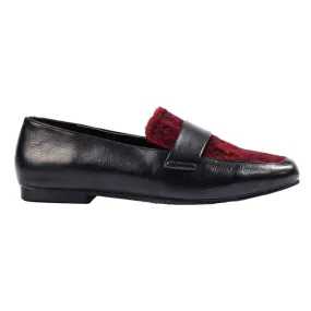 La.Fi Bottines noires et bordeaux avec fourrure le noir rouge