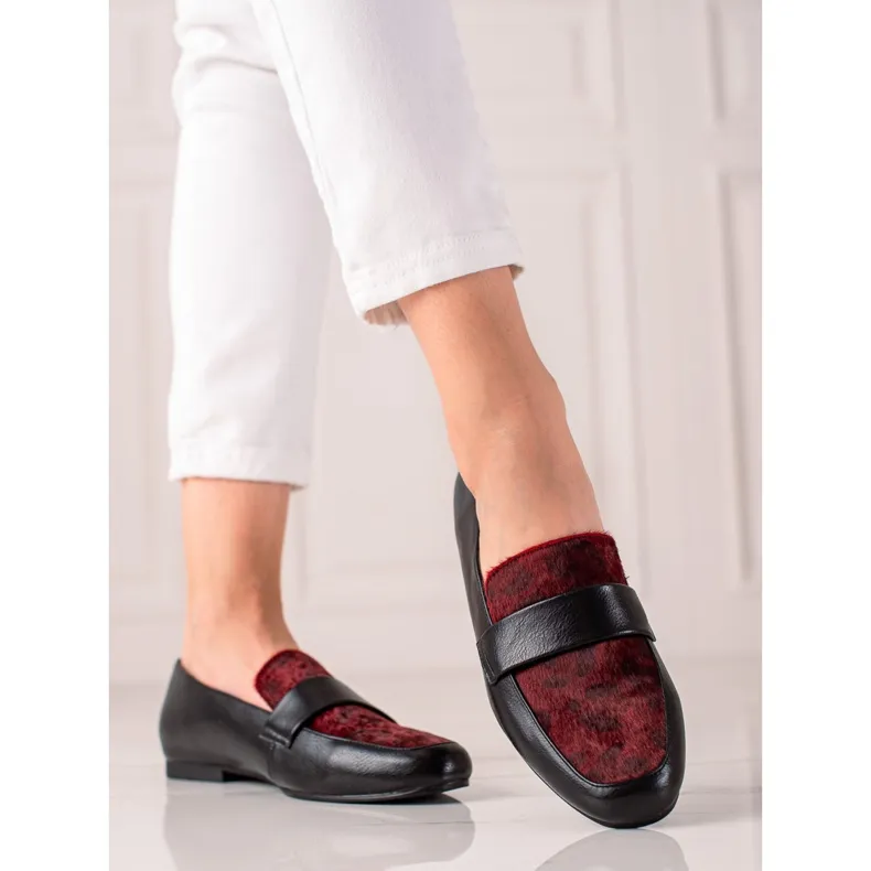 La.Fi Bottines noires et bordeaux avec fourrure le noir rouge