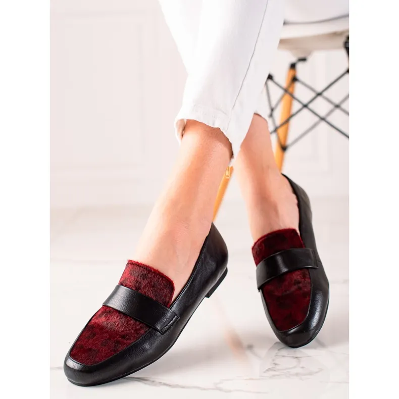 La.Fi Bottines noires et bordeaux avec fourrure le noir rouge