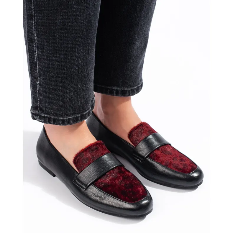 La.Fi Bottines noires et bordeaux avec fourrure le noir rouge