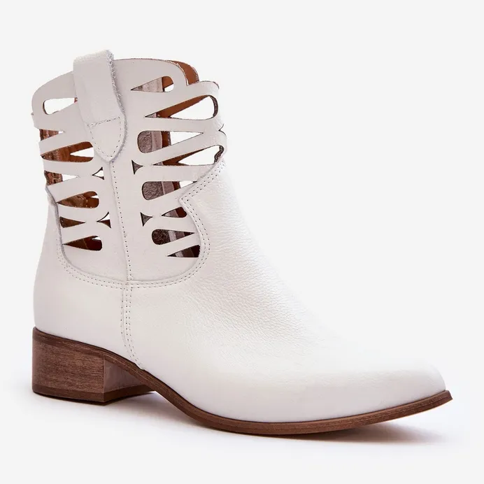 Lewski Shoes Bottines Cuir Ajourées Femme Blanc Lewski 3329 blanche