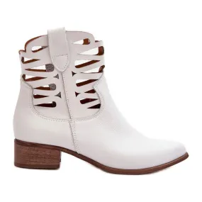 Lewski Shoes Bottines Cuir Ajourées Femme Blanc Lewski 3329 blanche