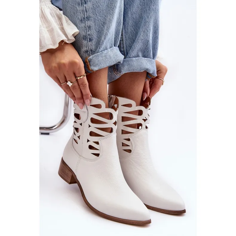 Lewski Shoes Bottines Cuir Ajourées Femme Blanc Lewski 3329 blanche