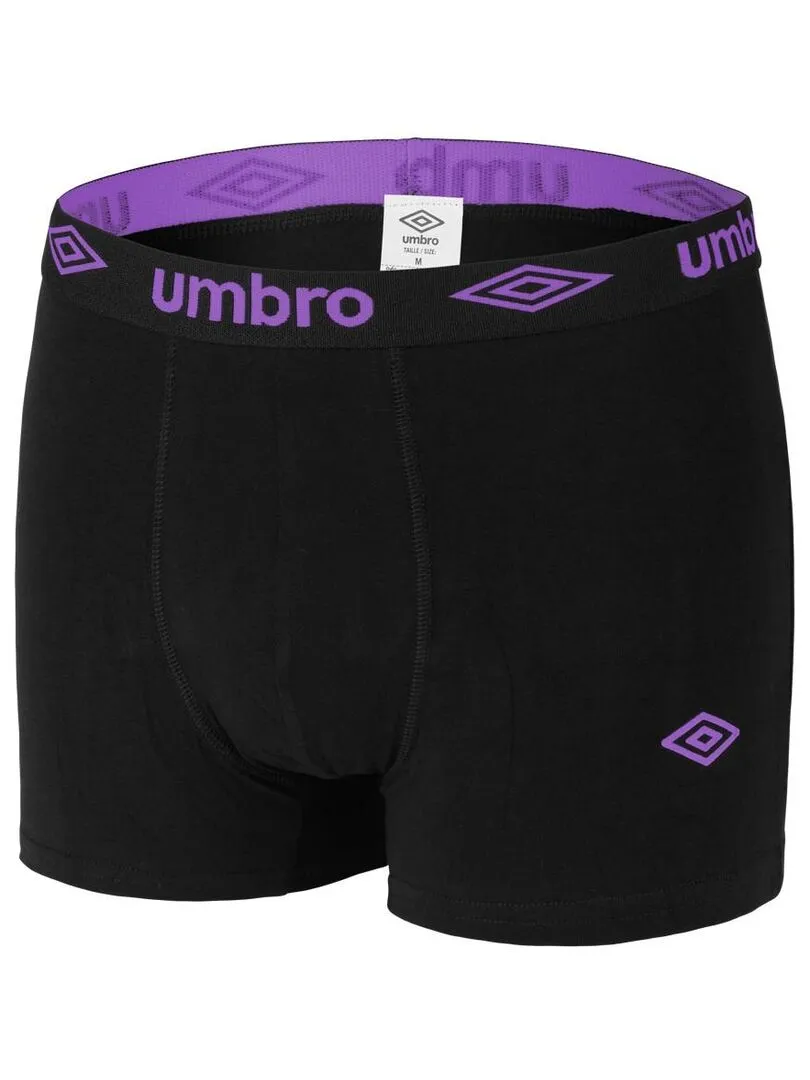 Lot de 4 Boxers coton homme uni Umbro - Noir