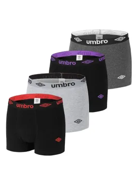 Lot de 4 Boxers coton homme uni Umbro - Noir