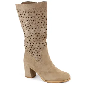 M. DASZYŃSKI Bottes femme en daim ajouré M.Daszyński SA156-10 beige