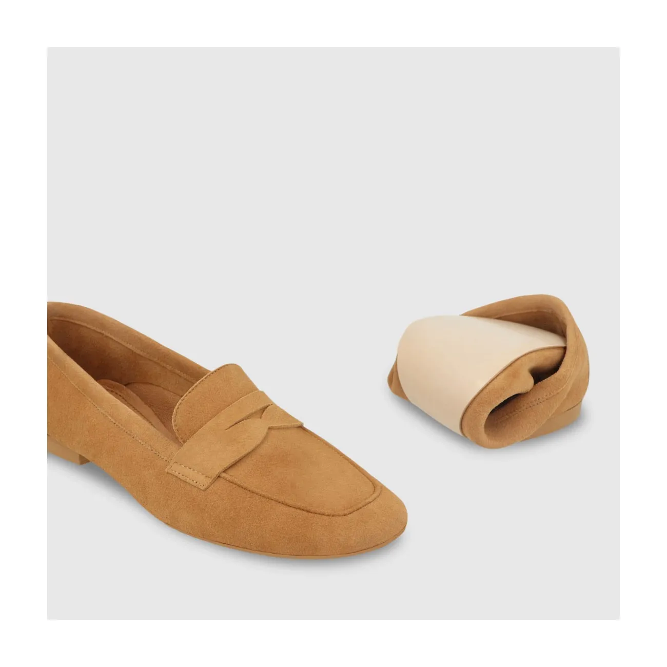 Mocassins plats femme en daim de couleur marron | LODI Chaussures pour femme en ligne.