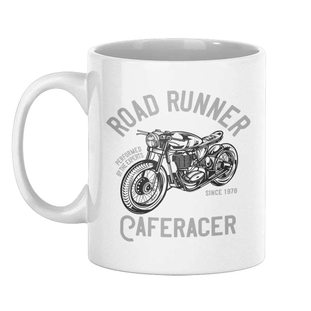 Mug Road Runner Cafe Racer | en Céramique, Blanc Brillant | résiste au micro ondes et lave vaisselle