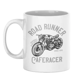 Mug Road Runner Cafe Racer | en Céramique, Blanc Brillant | résiste au micro ondes et lave vaisselle