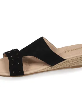 Mules Femme talon effet suédé Noir - Noir