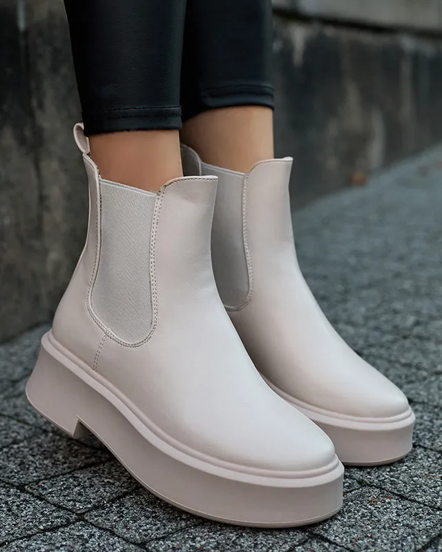 OUTLET Bottes à plateforme pour femmes de couleur crème Emallo - Chaussures