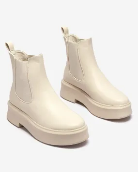 OUTLET Bottes à plateforme pour femmes de couleur crème Emallo - Chaussures