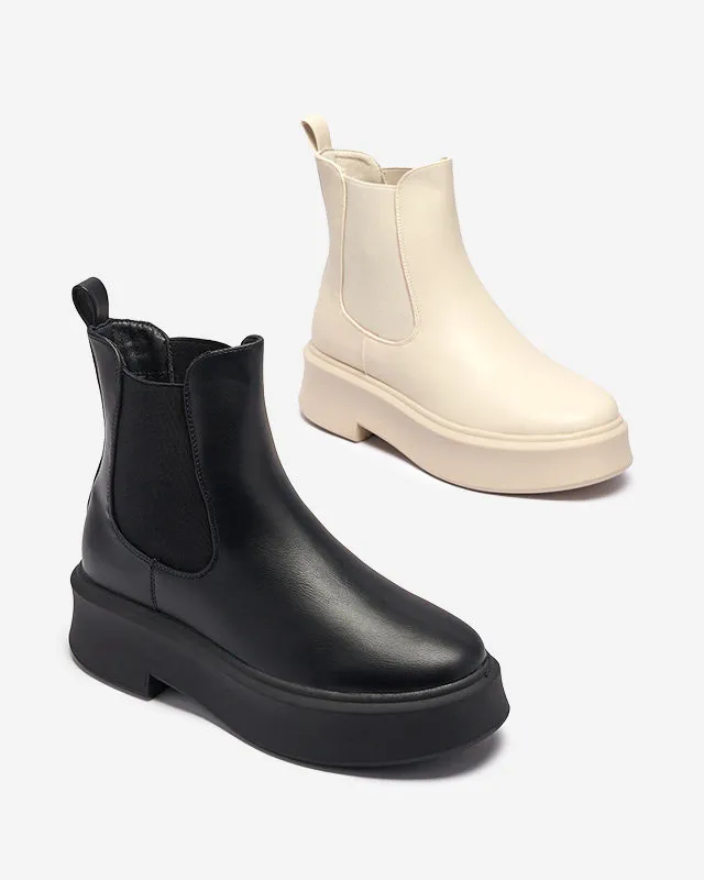 OUTLET Bottes à plateforme pour femmes de couleur crème Emallo - Chaussures