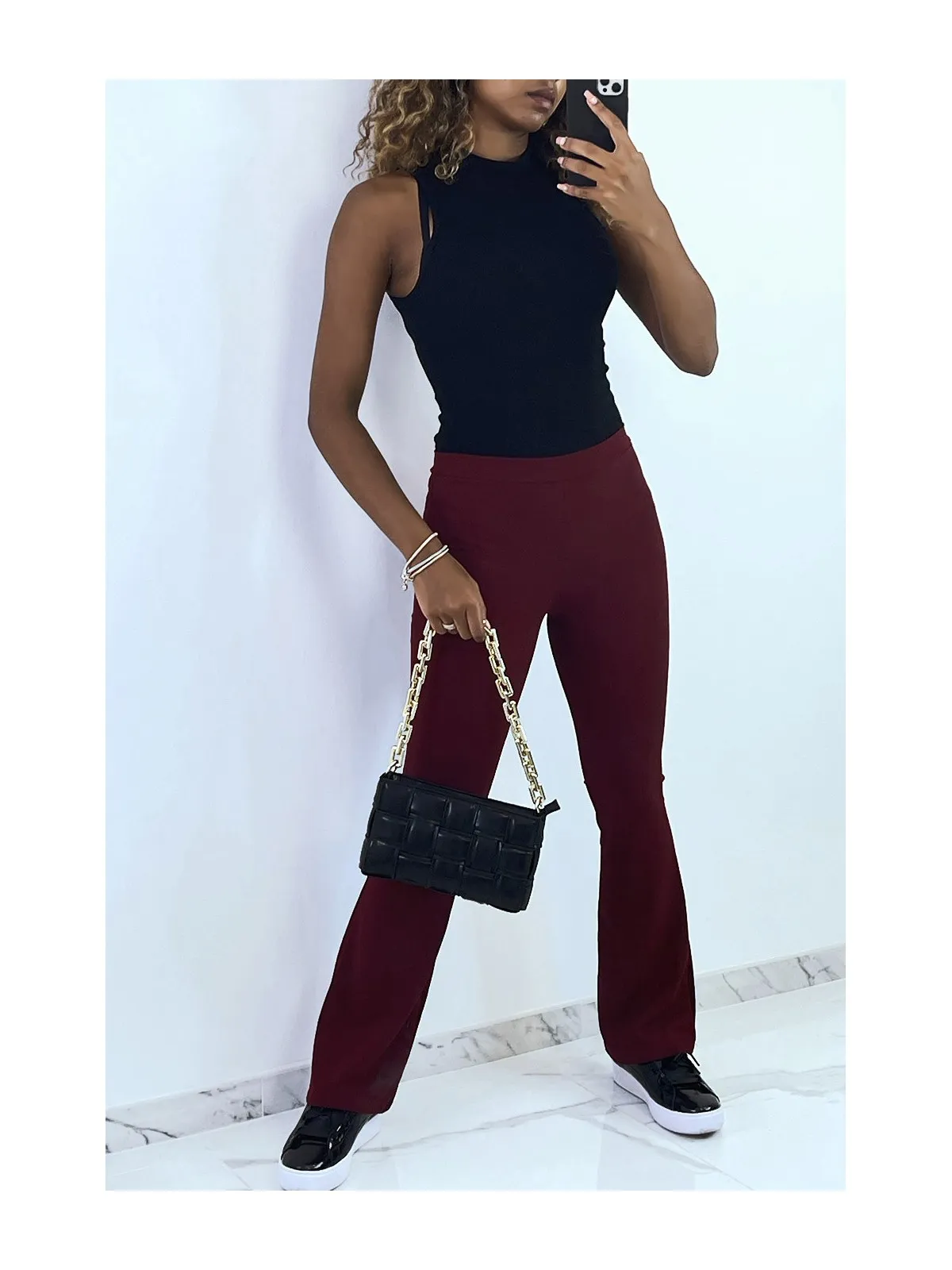 Pantalon patte deph bordeaux très tendance