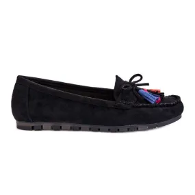 PS1 Mocassins Daim Noeud Et Pompons Noir Dorine le noir