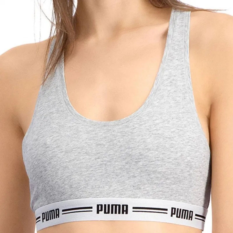 PUMA Brassière Femme Coton ICONICN Souris chiné