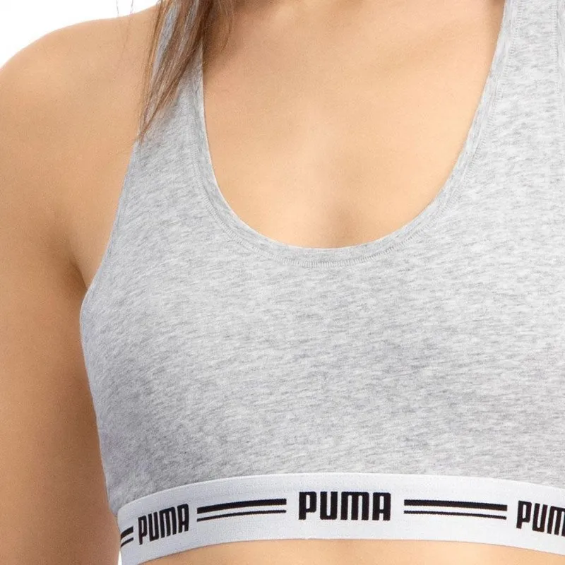 PUMA Brassière Femme Coton ICONICN Souris chiné