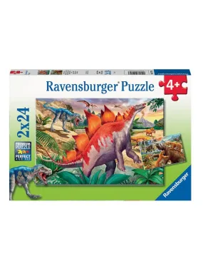 Puzzle 2x24 Piece - Mammouths Et Dinosaures - N/A