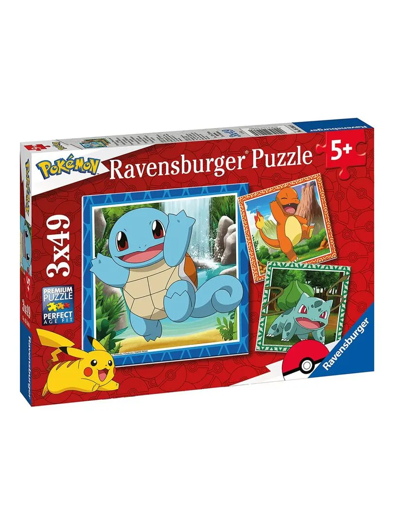 Puzzles 3x49 p - salameche, bulbizarre et carapuce / pokémon - N/A