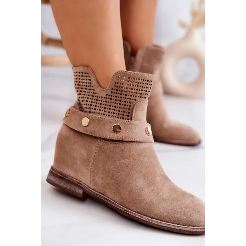 S.Barski Bottes Printemps Femme Ajourées Beige Royale