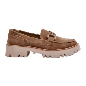 S.Barski Mocassins femme en daim avec décoration D&amp;A TW117 Marron brun