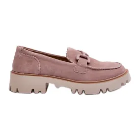 S.Barski Mocassins Femme En Daim Avec Décoration D&amp;A TW117 Rose